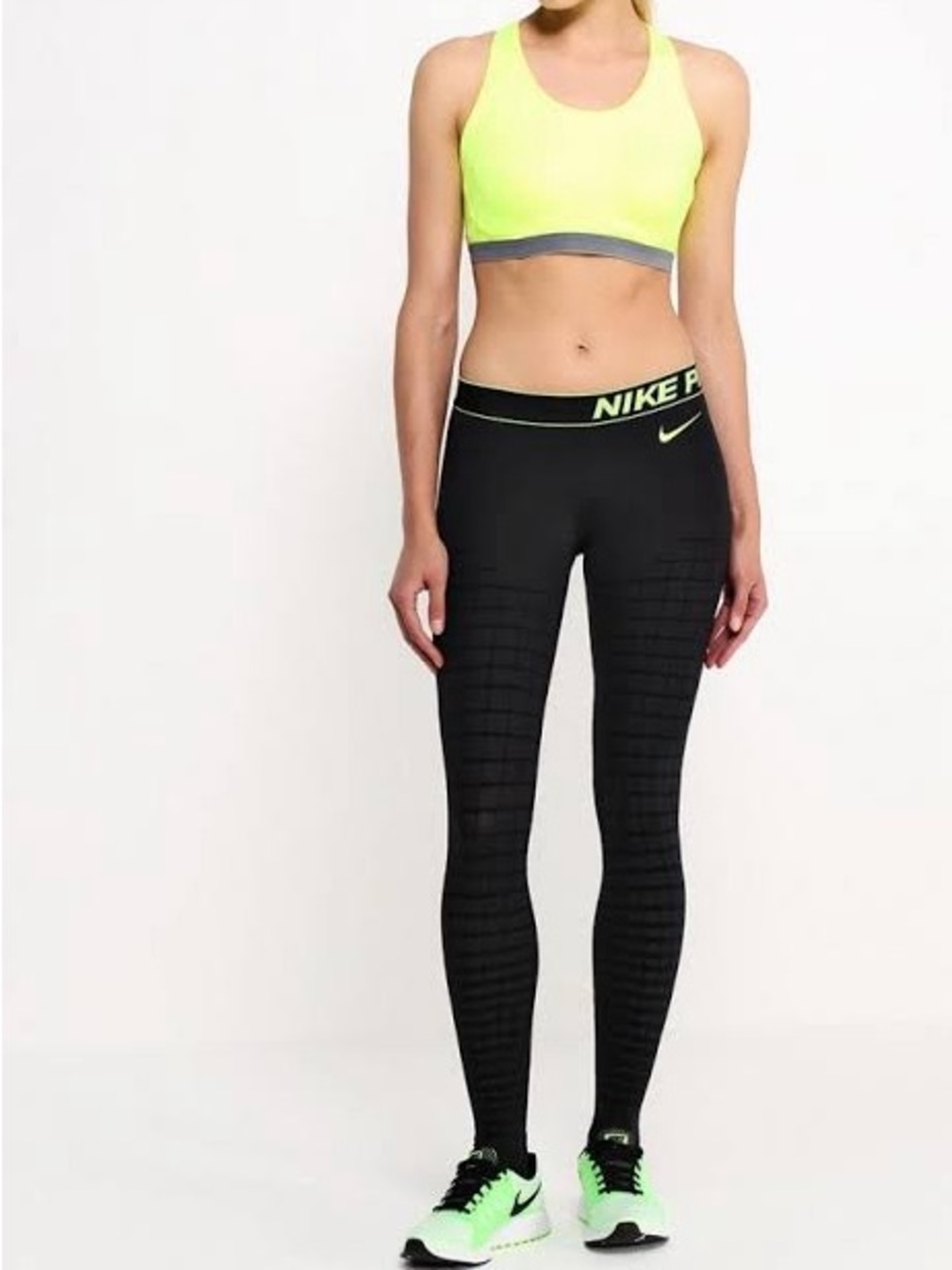 Nike Black Leggings with Neon Yellow Accents